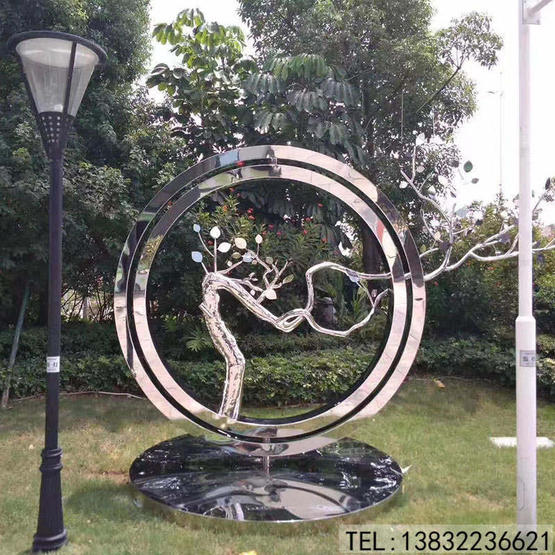中式不锈钢公园树枝雕塑会所镜面不锈钢雕塑厂家价格