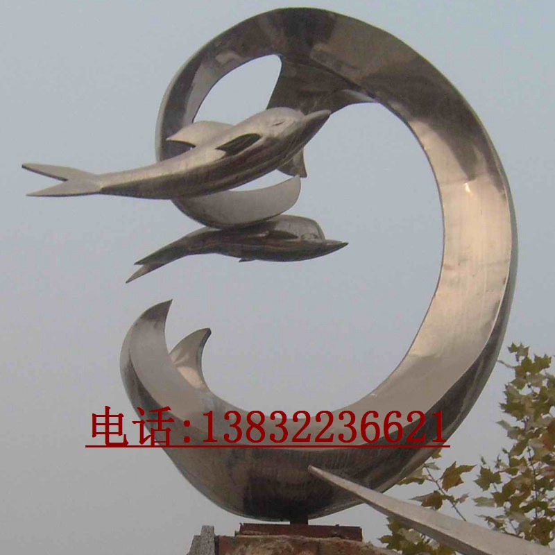 大型不锈钢海豚动物雕塑景观制作厂家
