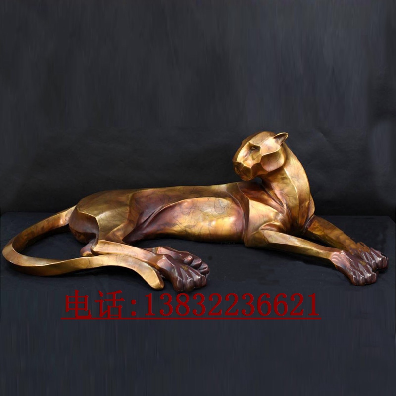 不锈钢仿铜猎豹雕塑艺术品制作