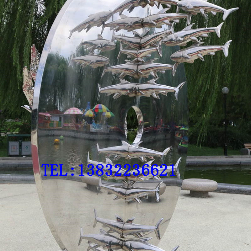 公园201，304不锈钢动物海豚雕塑加工价格
