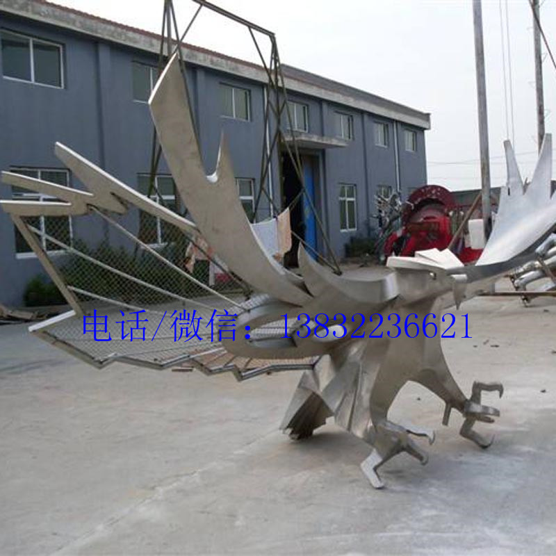 厂家加工镜面不锈钢公园动物鹰雕塑